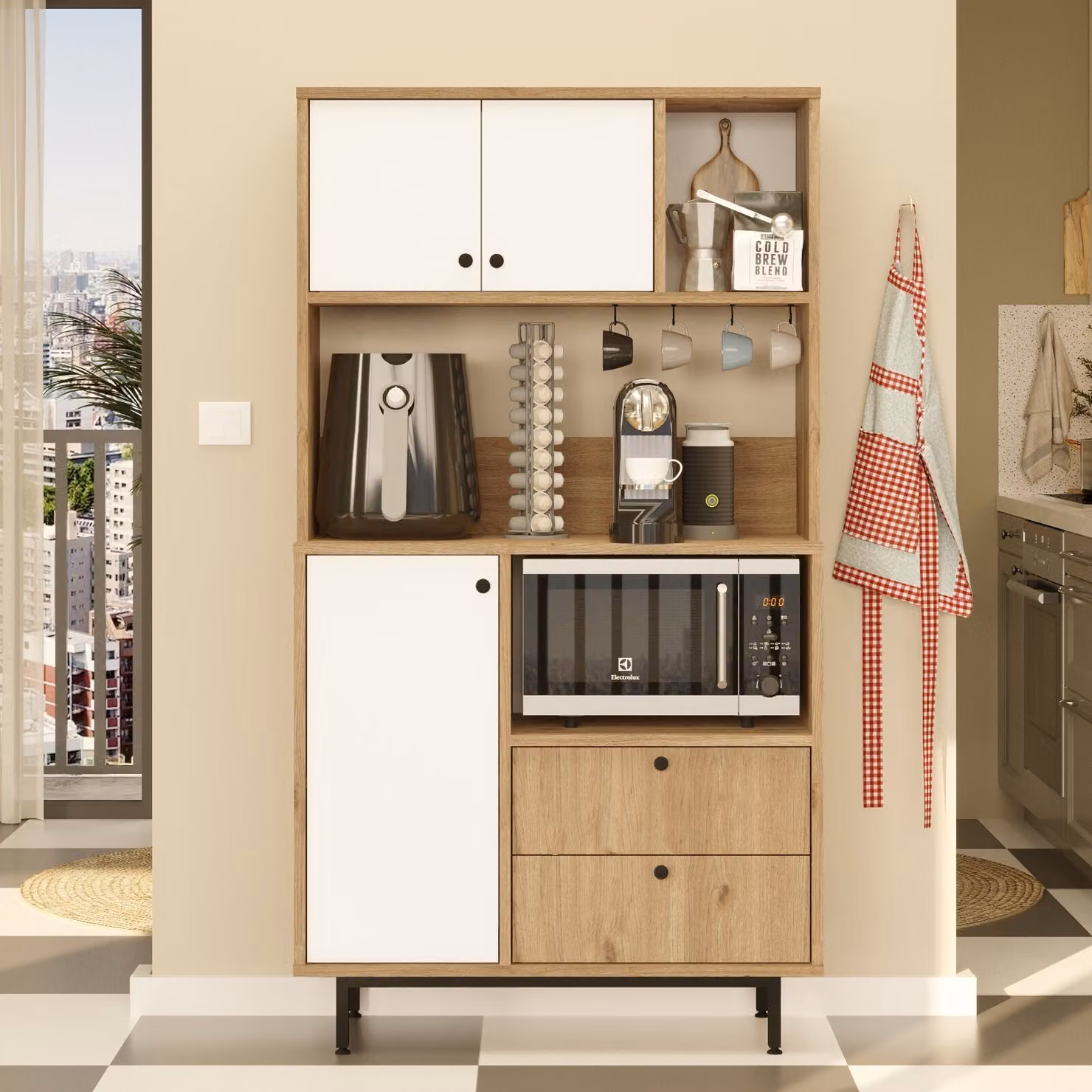 Skye Decor, RE3-SW, mobiletto multiuso, rovere, 100 % MELAMIN COATED SLIPBOARD, 88 x 35,5 x 161,2 cm