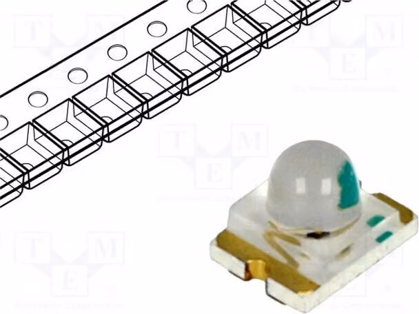 5 LED SMD, angolo di emissione 25°, 450÷1200 mcd, dimensioni 3,2x2,4x2,4 mm, colore arancione, tensione 2÷2,4V, modello LTST-C930KFKT, marca LED-Dio