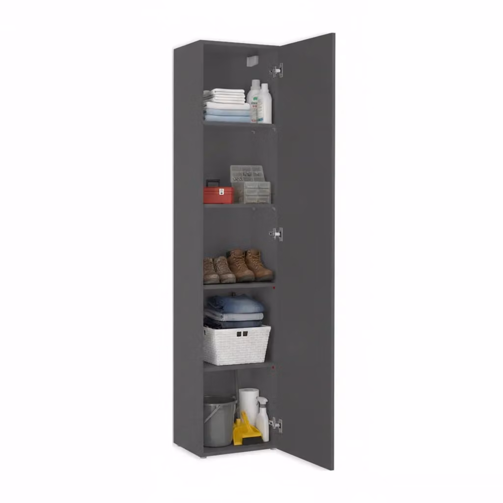 Armadio Multiuso Marco DMORA con 2 Ante e 4 Ripiani, Nero Antracite, L/P/H: 30 x 40 x 180 cm – 2