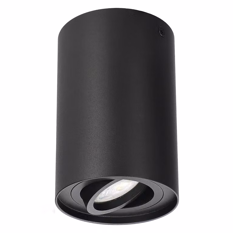 Plafoniera con attacco GU10 per lampade LED e alogene fino a 40W plafone orientabile in alluminio nero, 1 pezzo rotondo