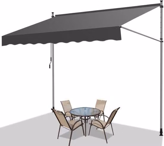 Ombrellone regolabile da 300 cm, colore grigio, per protezione solare, resistente ai raggi UV e all'acqua, ideale per balcone, terrazzo e giardino