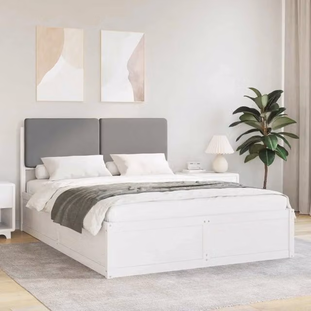 Letto con Testiera Rivestita Grigio chiaro 140 x 190 cm 3398168