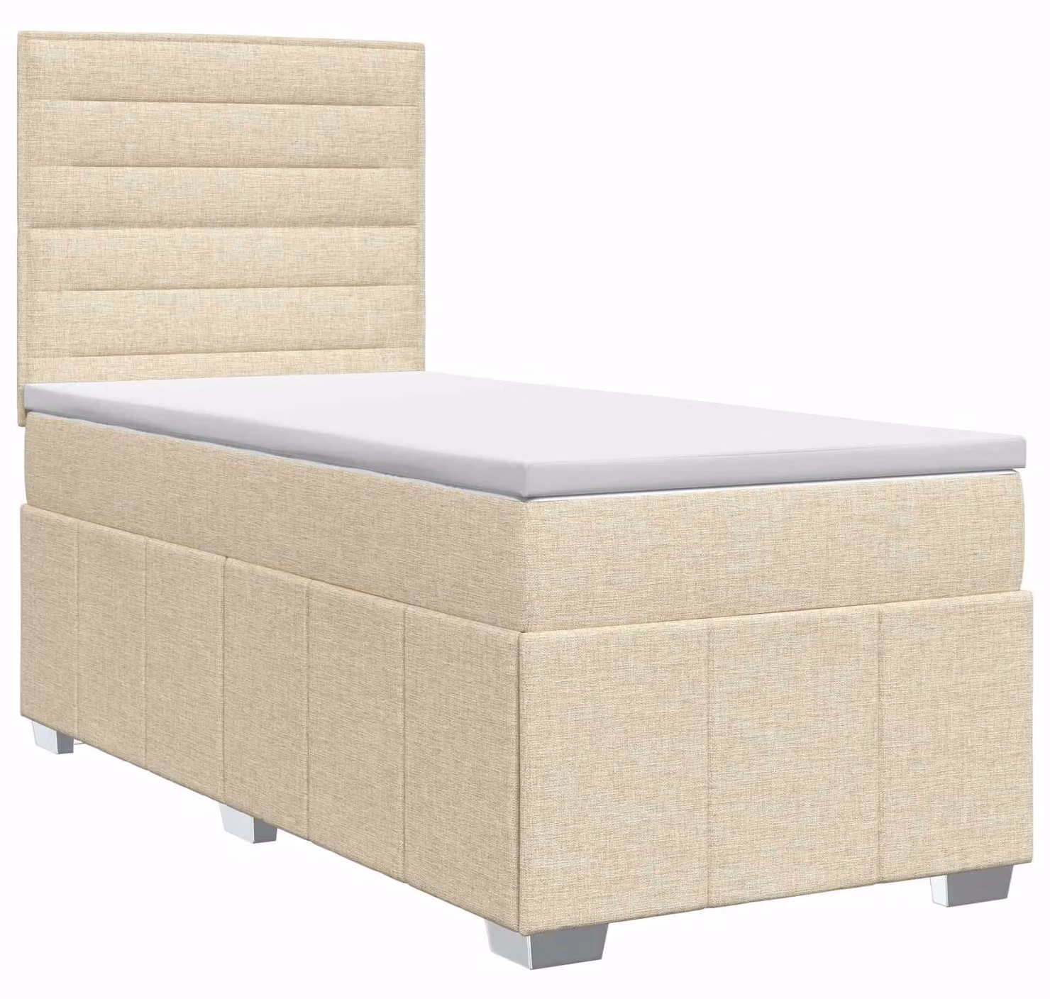 Letto a molle con materasso crema 100 x 200 cm in tessuto