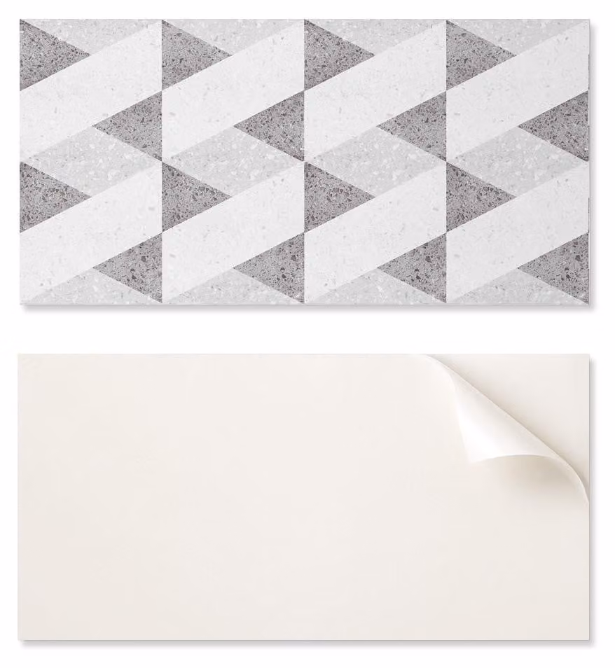 Pannello decorativo in vinile autoadesivo con stampa, dimensioni 100x50 cm, motivo geometrico a contrasti