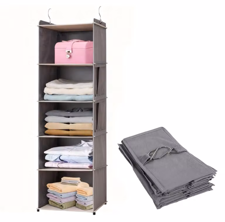 Organizzatore da appendere con 5 scomparti, grigio, 30 x 30 x 100 cm