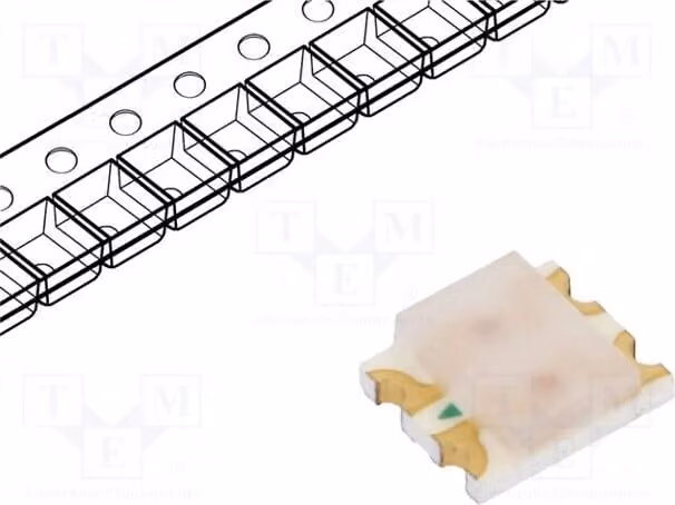 5 LED SMD, dimensioni 3,2x2,7x1,1 mm, angolo di visione 170°, modello 1210, colore arancione/verde, tensione 2,2÷2,6/2,2÷2,6V, codice prodotto F-C157, diodi LED