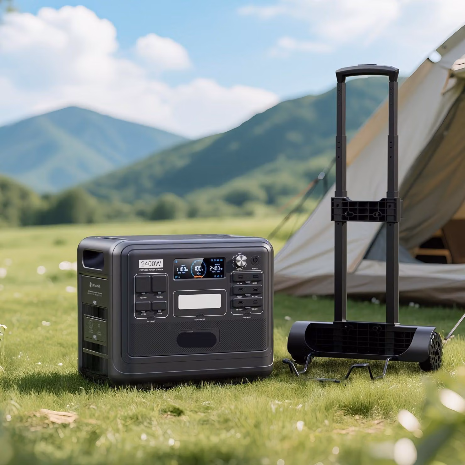 Centralina portatile – Generatore mobile – Alimentazione di emergenza – Batteria solare – Capacità di 2048 Wh – Potenza di uscita di 2400 W