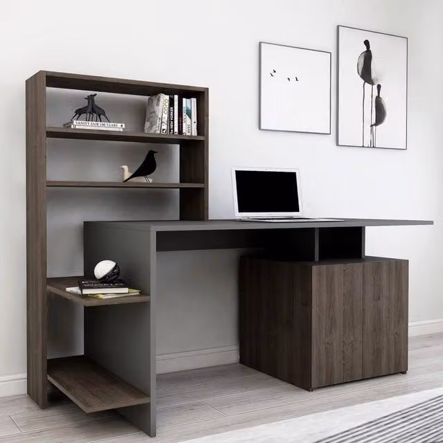 Scrivania da computer moderna DMORA Nero Antracite L: 146 cm, P: 60 cm, H: 74 cm