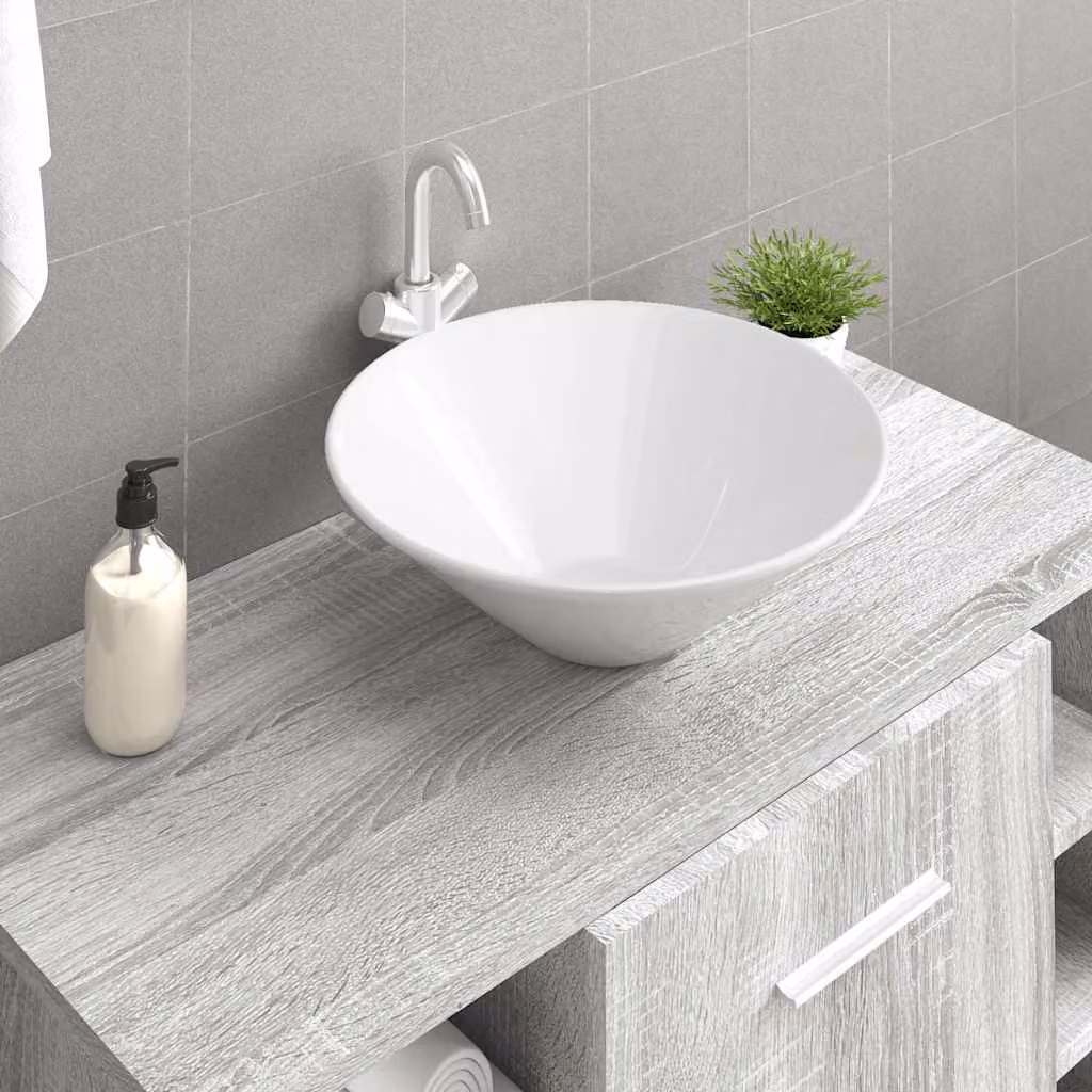 Set di 2 lavandini quadrati da appoggio vidaXL in ceramica bianca L/P/H: 42 x 42 x 14 cm