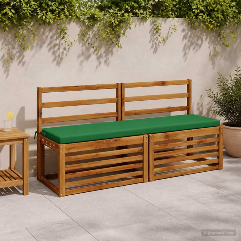 Set di 2 cuscini per panchina vidaXL SOEST in poliestere verde con fodera rimovibile e resistente ai raggi UV