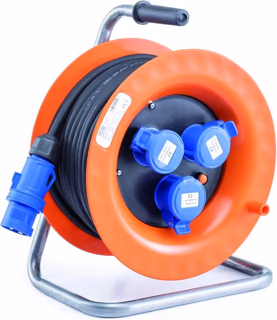 Avvolgicavo Elettrico Industriale Rosi 4001CAVO M 30 3P 16A 2P+E 400 V IP44 in Acciaio Arancione