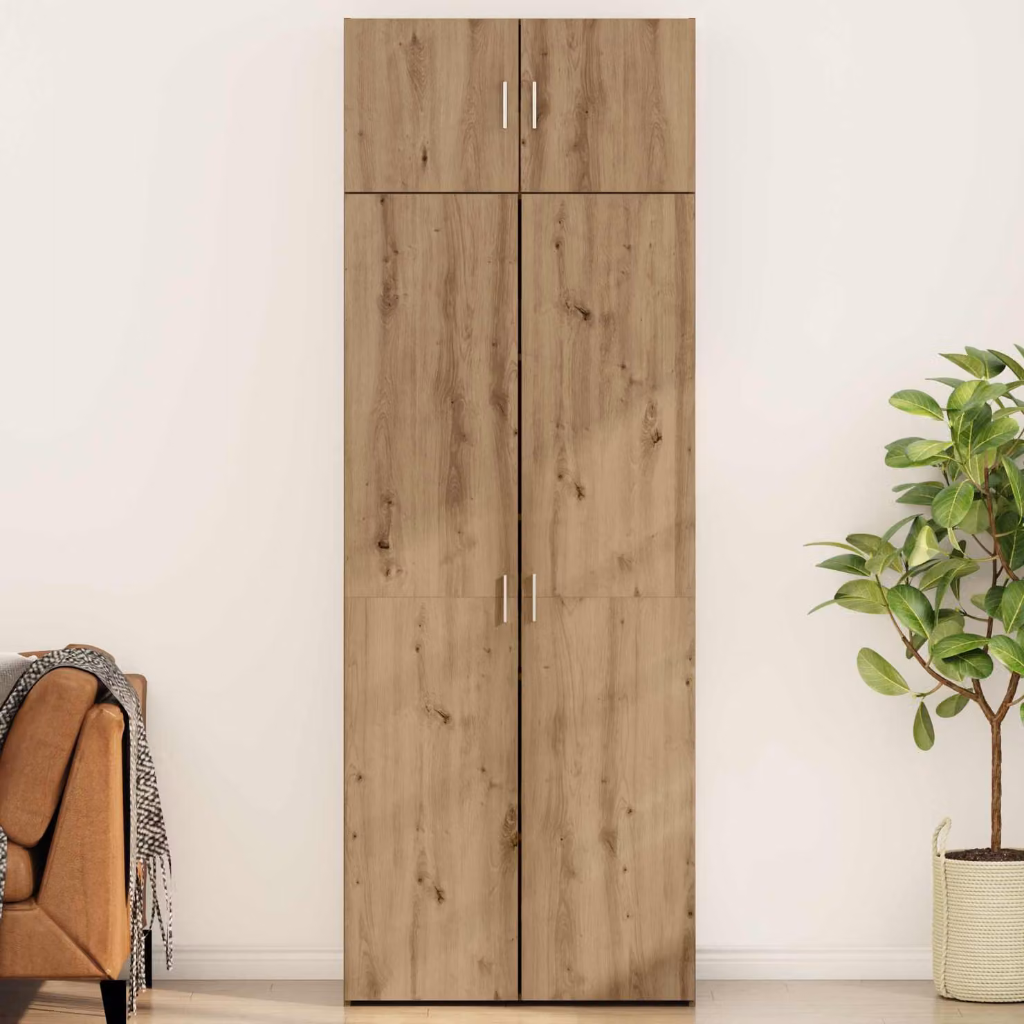 Set di 2 armadi vidaXL in rovere moderno marrone con ante a battente, L: 80 cm, P: 42,5 cm, H: 225 cm