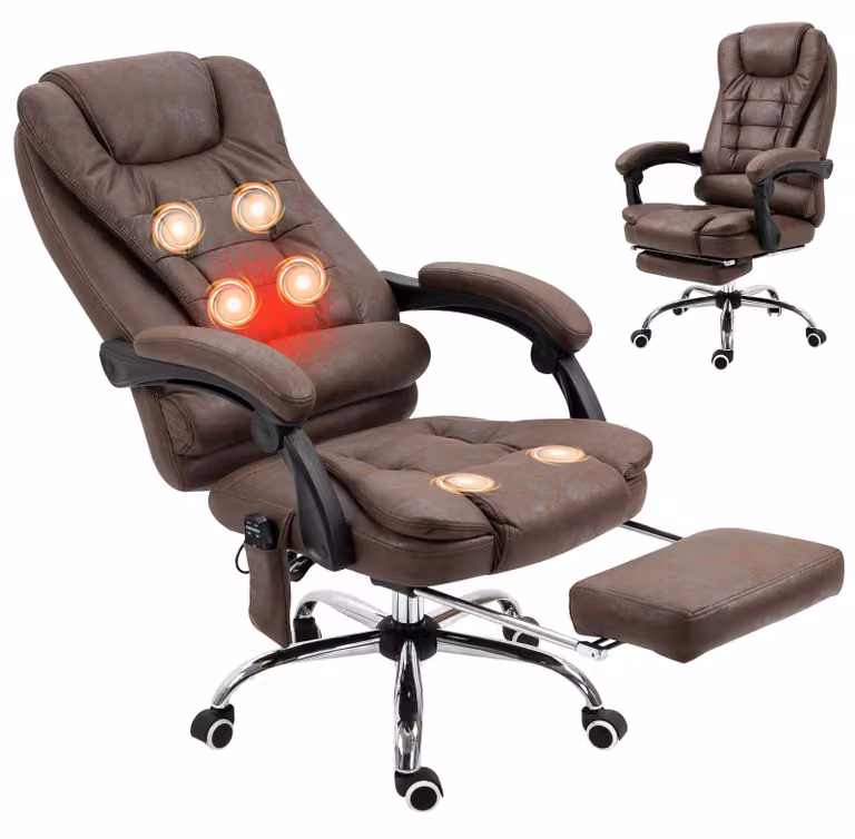 Sedia da ufficio massaggiante Vinsetto, sedia da scrivania ergonomica con funzione reclinabile