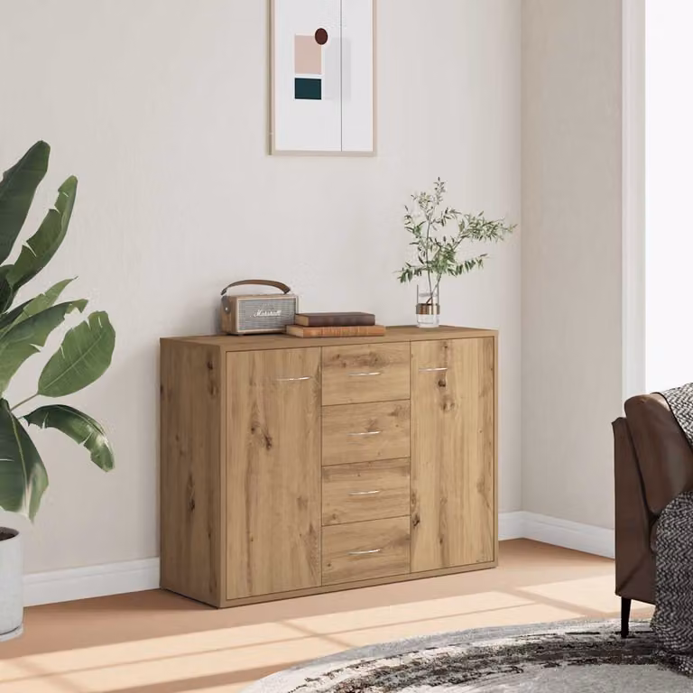 Credenza minimalista vidaXL in legno multistrato color rovere, L 88 cm x P 30 cm x H 64 cm