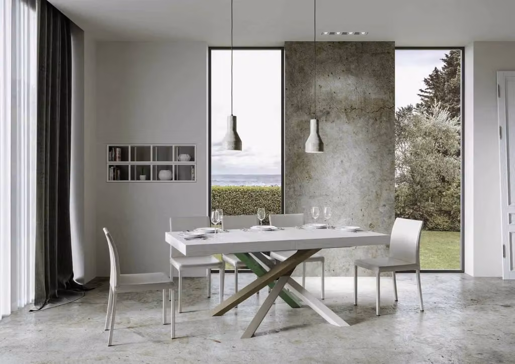Tavolo allungabile Volta Premium Bs Com Bianco Frassino con telaio a X L/P/H: 180 x 90 x 77 cm (estendibile fino a 284 cm) – 2