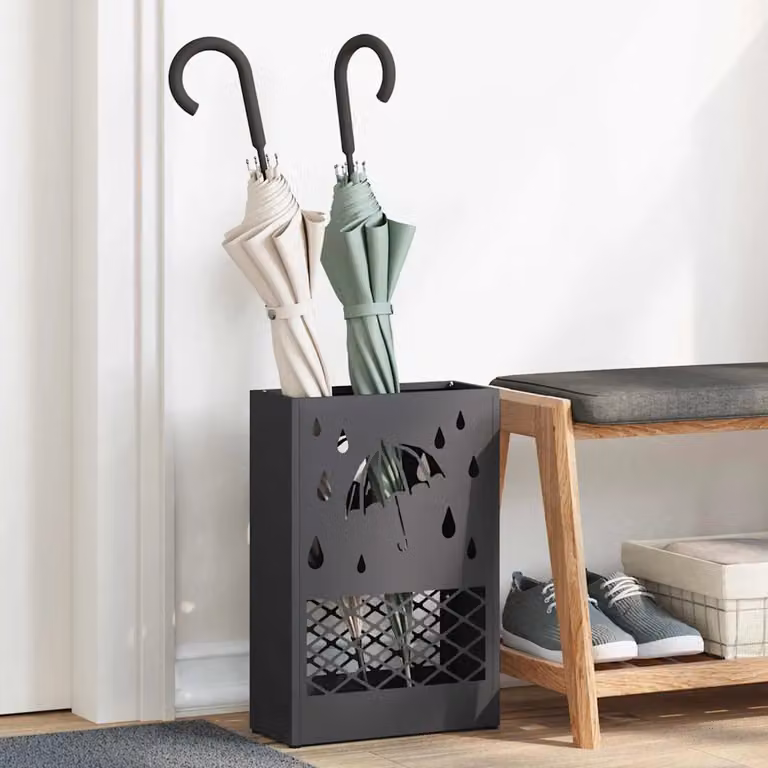 Stand per ombrelli da pioggia vidaXL in metallo nero L: 28 cm, P: 12 cm, H: 41 cm