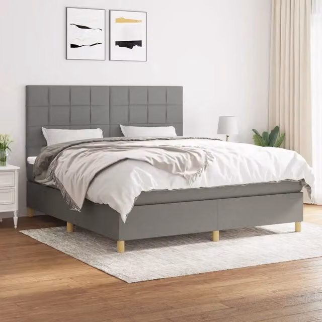 Letto Ibrido con Giroletto a Molle e Materasso vidaXL, Grigio e Bianco, L/P/H: 160 x 200 x 128 cm – 1