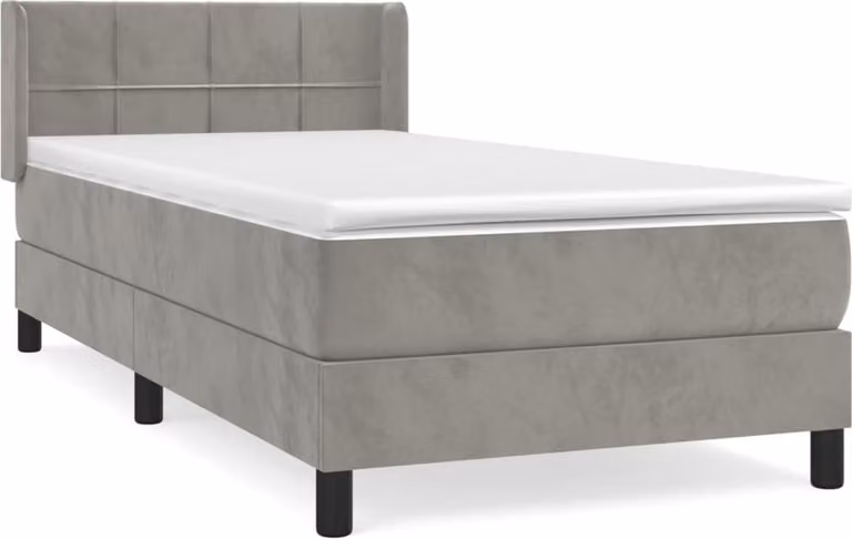 Giroletto a Molle con Materasso Grigio Chiaro 90x200 cm Velluto