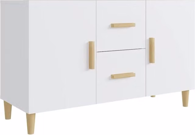 Credenza Buffet da pranzo Bianca in Legno Multistrato L: 100 cm, P: 36 cm, H: 60 cm