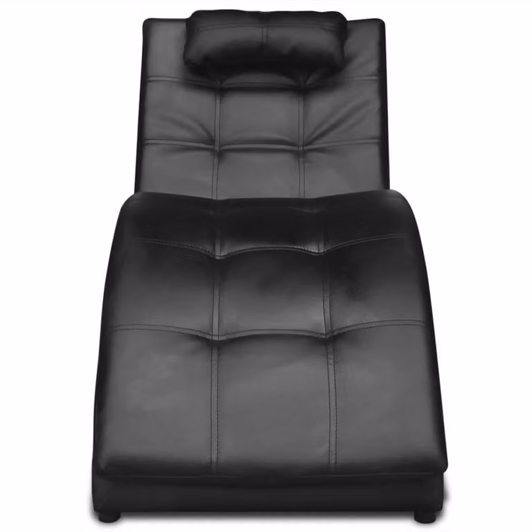 vidaXL Chaise longue con cuscino in Pelle finta nera