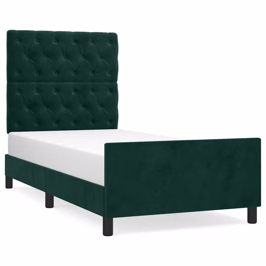 Struttura Letto Design Mania in Velluto Verde con Listelli in Legno L 80 cm x P 200 cm – 2