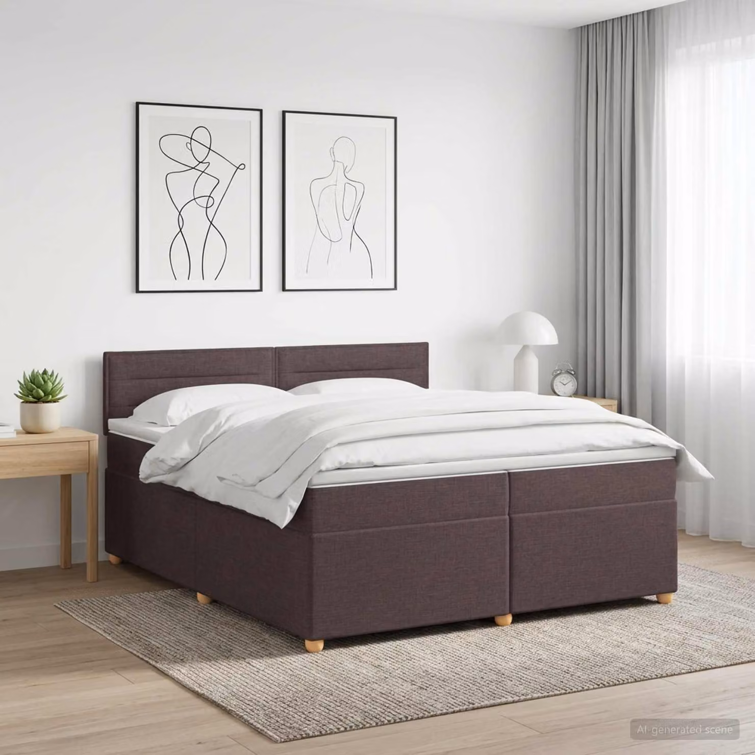vidaXL Letto Box Spring Ibrido con Materasso a Molle Pocket, Marrone e Bianco, L/P/H: 200 x 200 x 88 cm