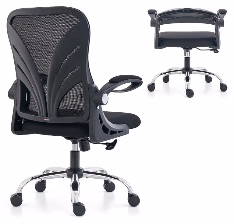 Sedia da ufficio ergonomica, con schienale pieghevole, seduta larga 52 cm, schienale in rete e struttura in alluminio