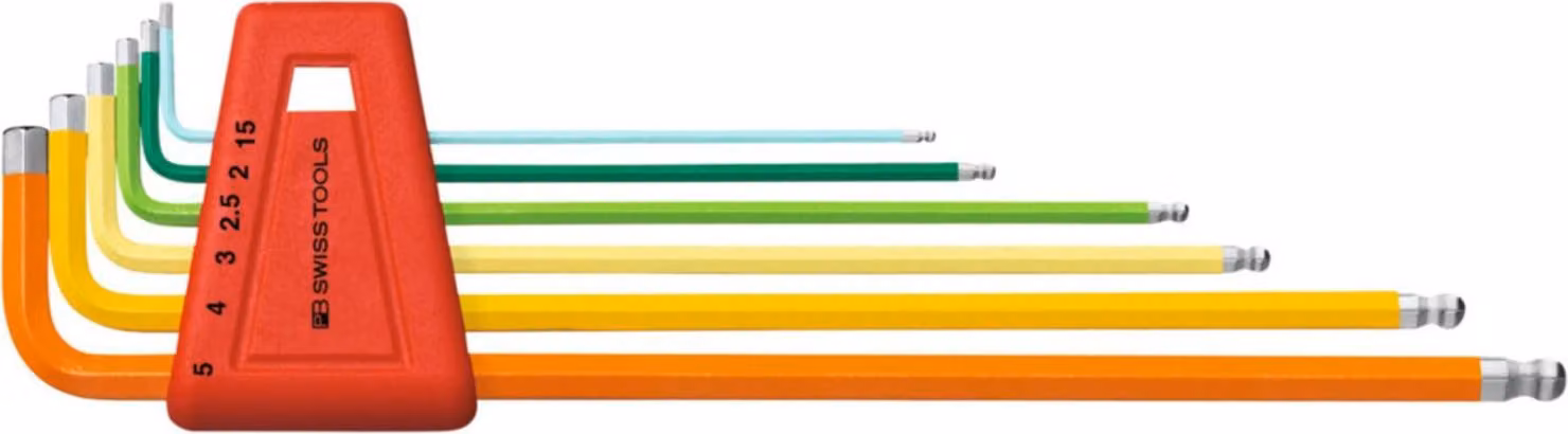 PB Swiss Tools Set di cacciaviti angolari esagonali, lunghi, verniciati a polvere, 6 pezzi