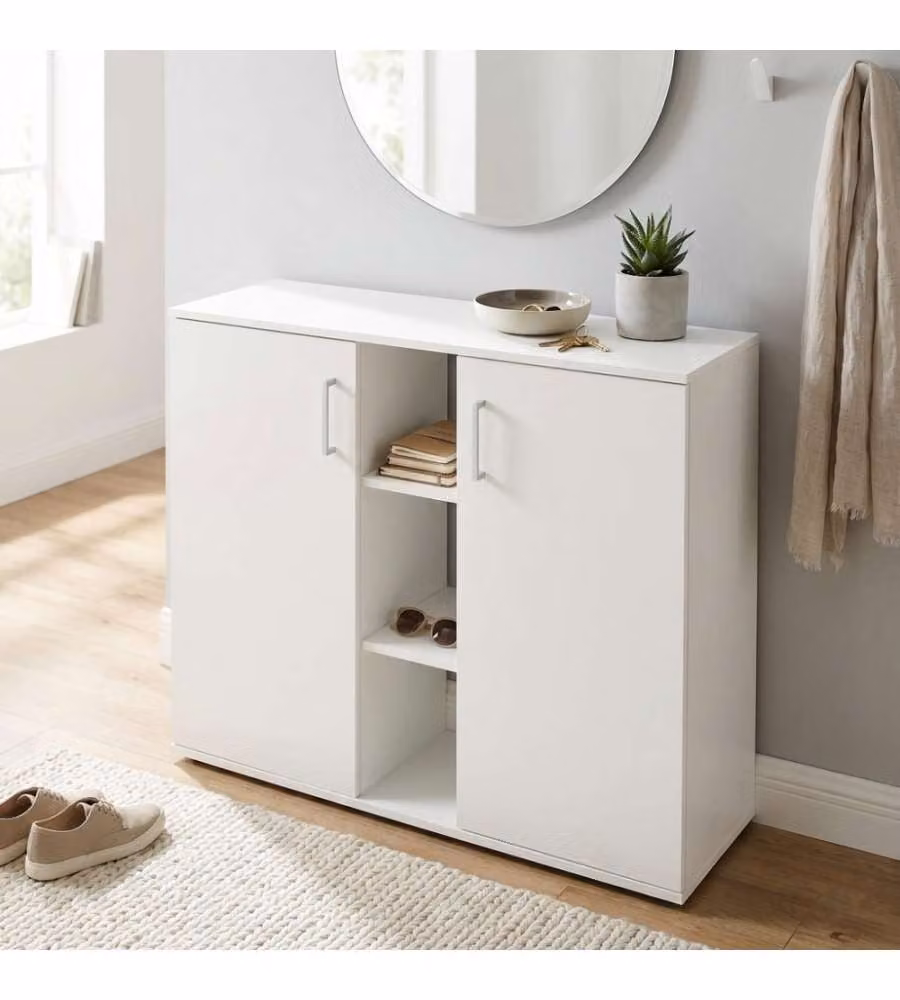 Cosma Mobiletto Ingresso 2 Ante 3 Mensole Bianco 102x35x87 cm