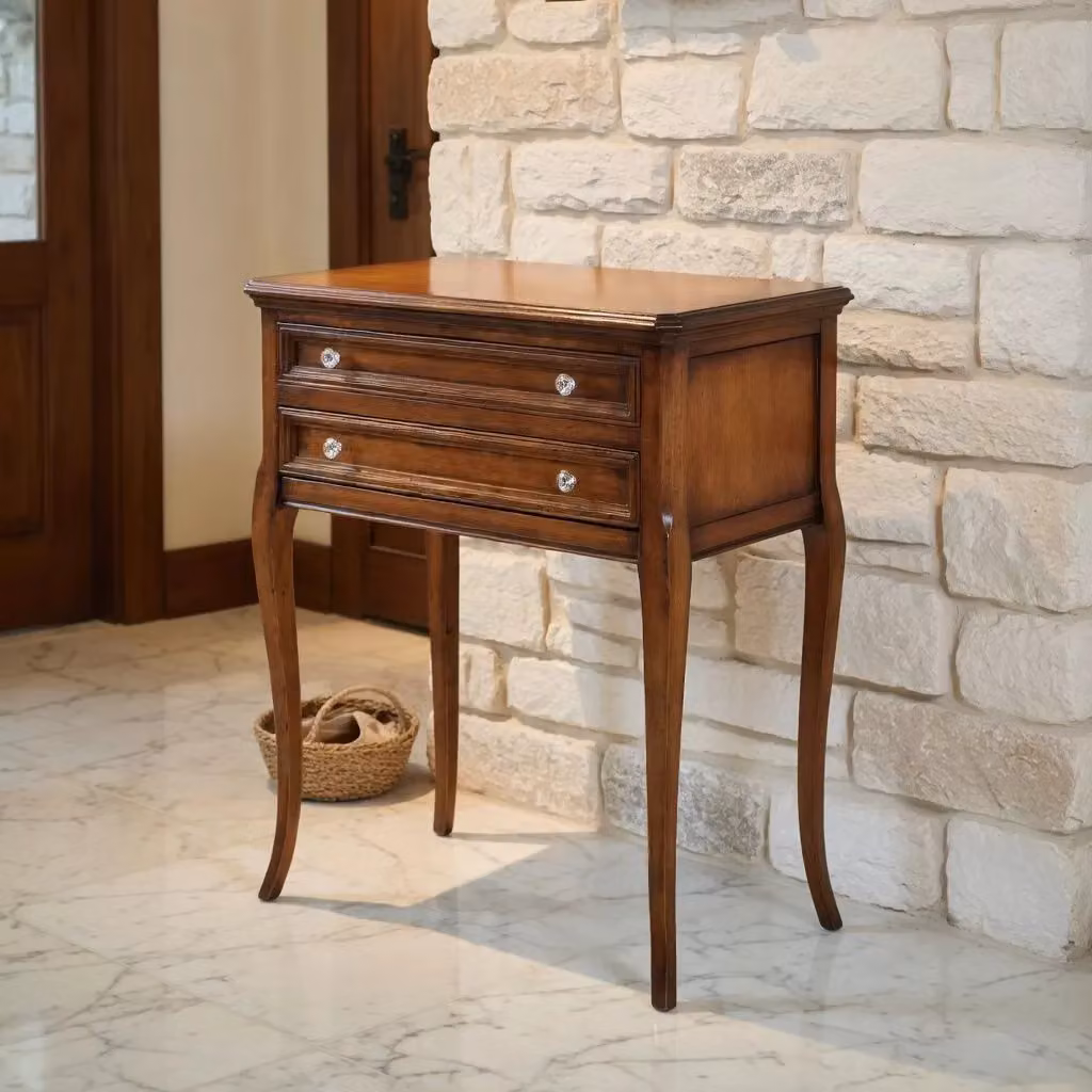Porta telefono in legno Mobili 2G con 2 cassetti e ribalta L: 70 cm, P: 38 cm, H: 80 cm – 1