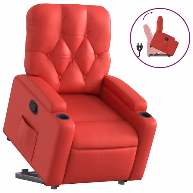 Poltrona | Sedia Relax Alzapersona Reclinabile Rosso in Similpelle