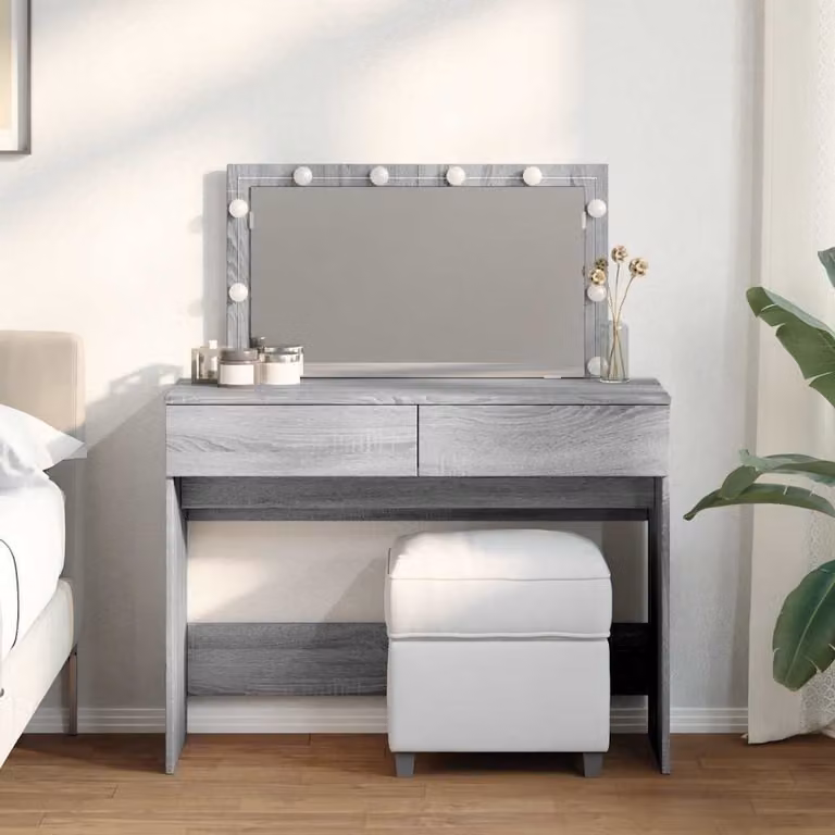 vidaXL Toeletta con LED Grigio Sonoma L: 100 cm, P: 40 cm, H: 120 cm