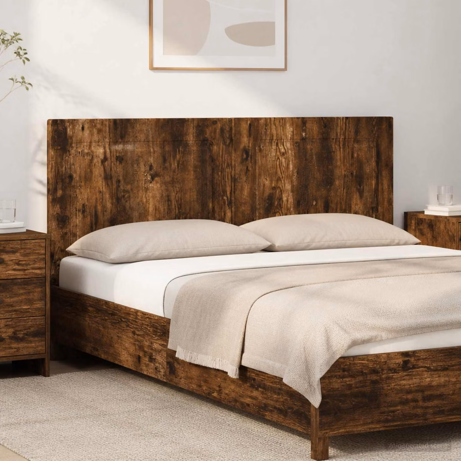 Testiera da muro moderna vidaXL UTRECHT in legno ingegnerizzato Rovere Fumo L: 142 cm, H: 50 cm, P: 3 cm