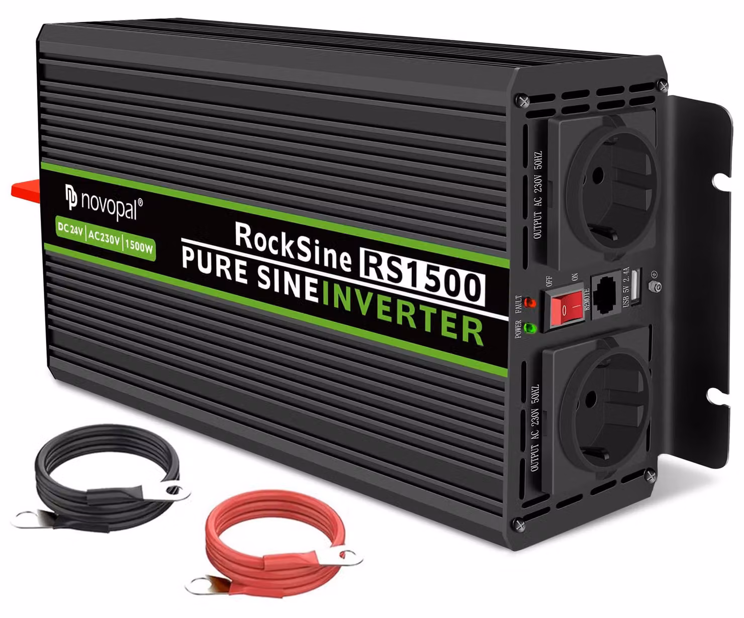 Inverter a onda sinusoidale pura da 1500 W - 24 Volt - 2 prese Schuko - Porte USB