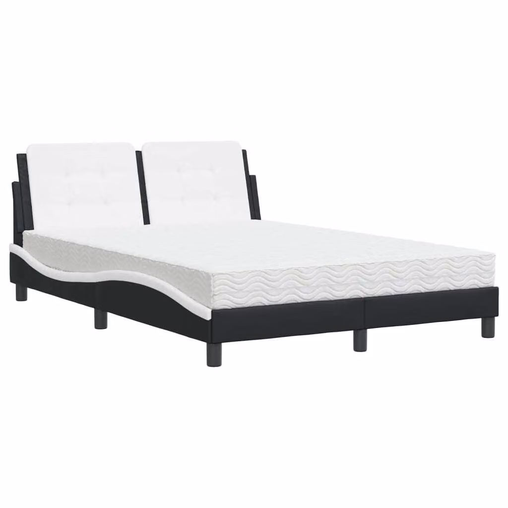 Giroletto senza Materasso Zadar Nero e Bianco 140x190 cm in Pelle finta