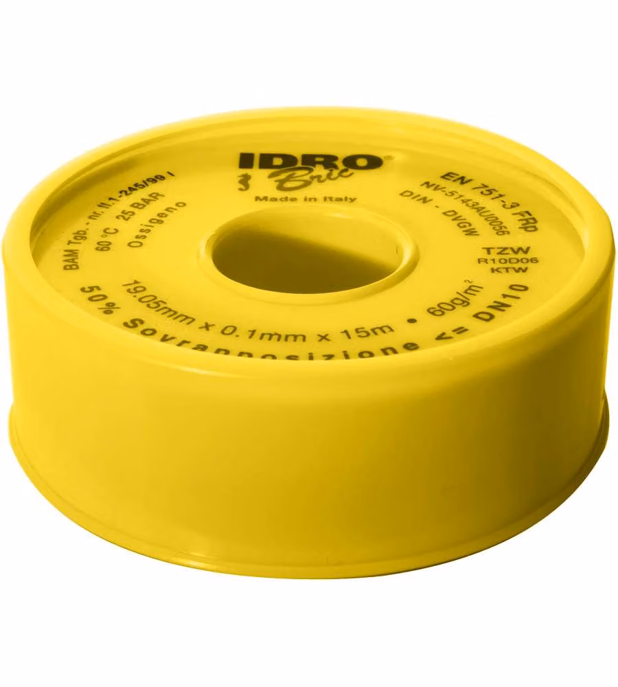 Idro Bric Nastro FRP PTFE Gas Bianco 19mm x 15m per Sigillatura Tubi