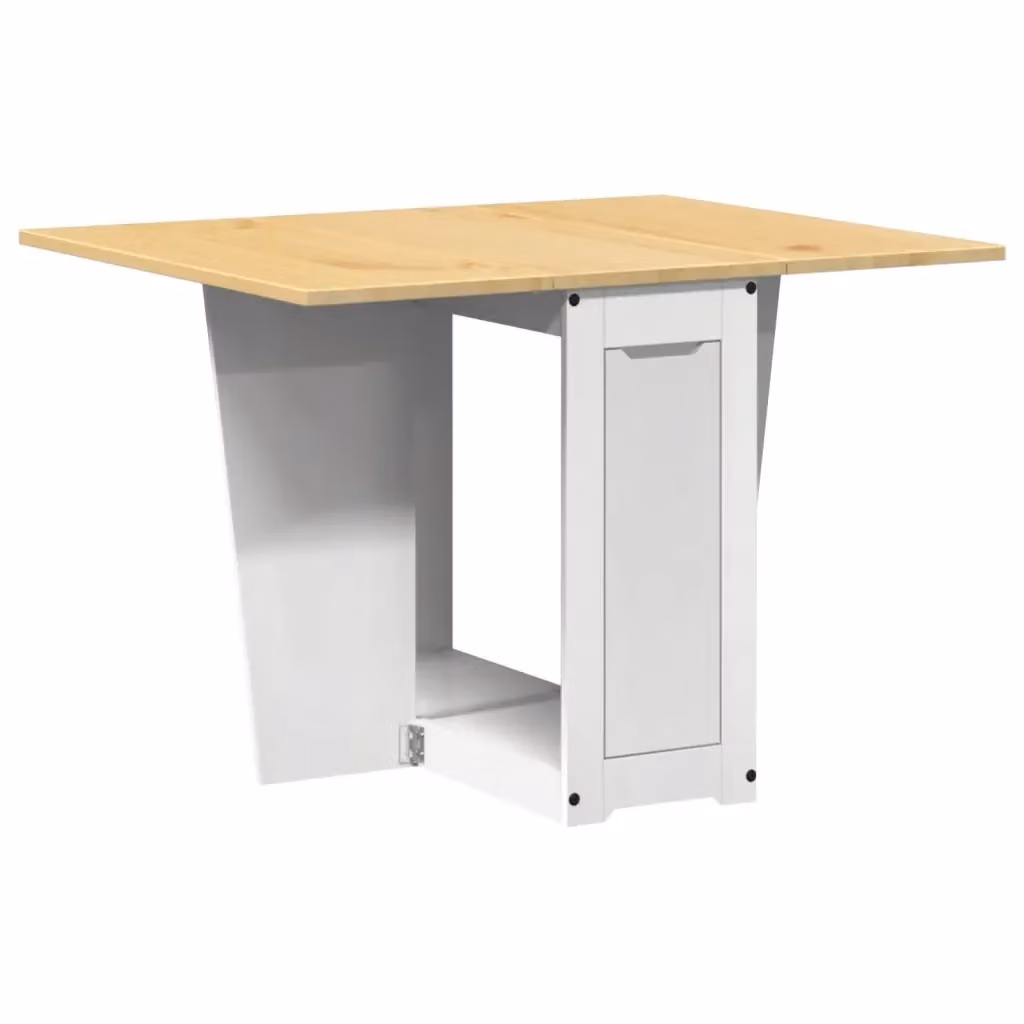 Tavolo da pranzo estensibile moderno vidaXL in legno di pino con piano a farfalla bianco e marrone – 2