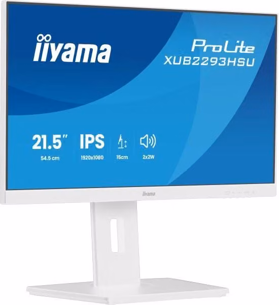 Monitor PC Iiyama Prolite XUB2293HSU-W7 da 54,6 cm (21.5") Full HD IPS Bianco con HDMI, DisplayPort e USB-A