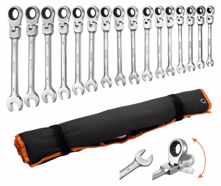 Set di chiavi a bussola con testa flessibile - 30 pezzi, da 8 a 24 mm, attacco da 1/4" a 1"