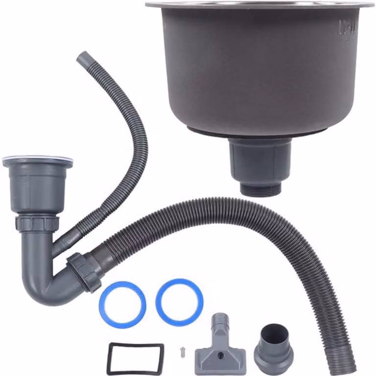 Lavello in acciaio inossidabile da 30 cm - Lavabo rotondo - Con attacco per lo scarico - Resistente agli schizzi - Elevata capacità - Previene gli schizzi - Lavello