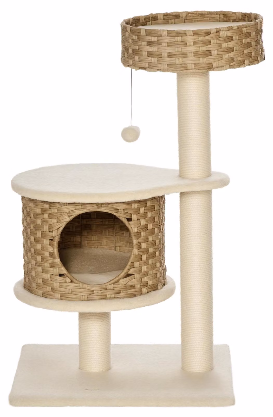 PawHut Tiragraffi in rattan per gatti con tana, altezza 95 cm