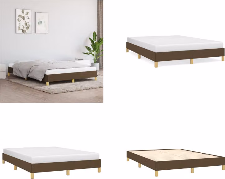 vidaXL Struttura letto in tessuto marrone scuro 160x200 cm - Struttura letto - Cornici letto - Struttura letto - Letto