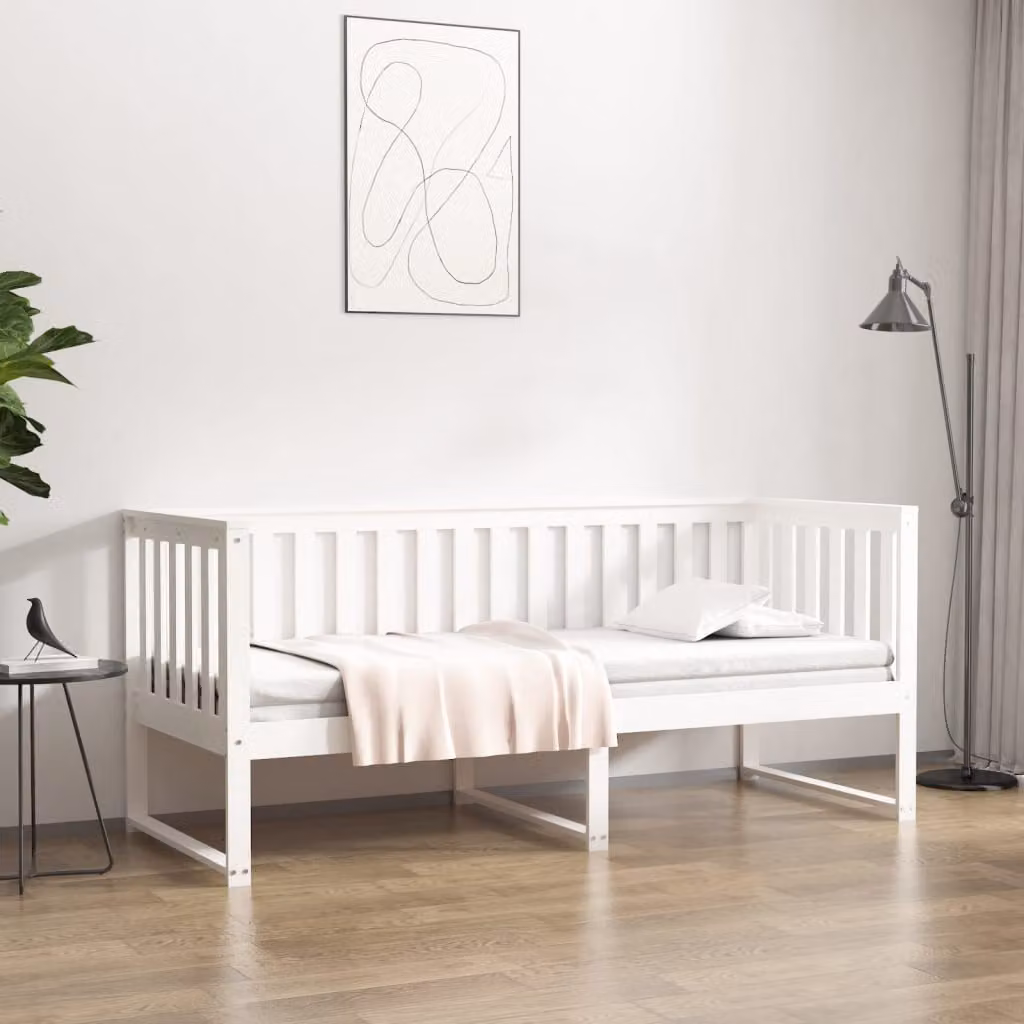 Dormeuse bianca in legno massello di pino vidaXL senza materasso L/P/H: 200 x 80 x 90 cm – 1