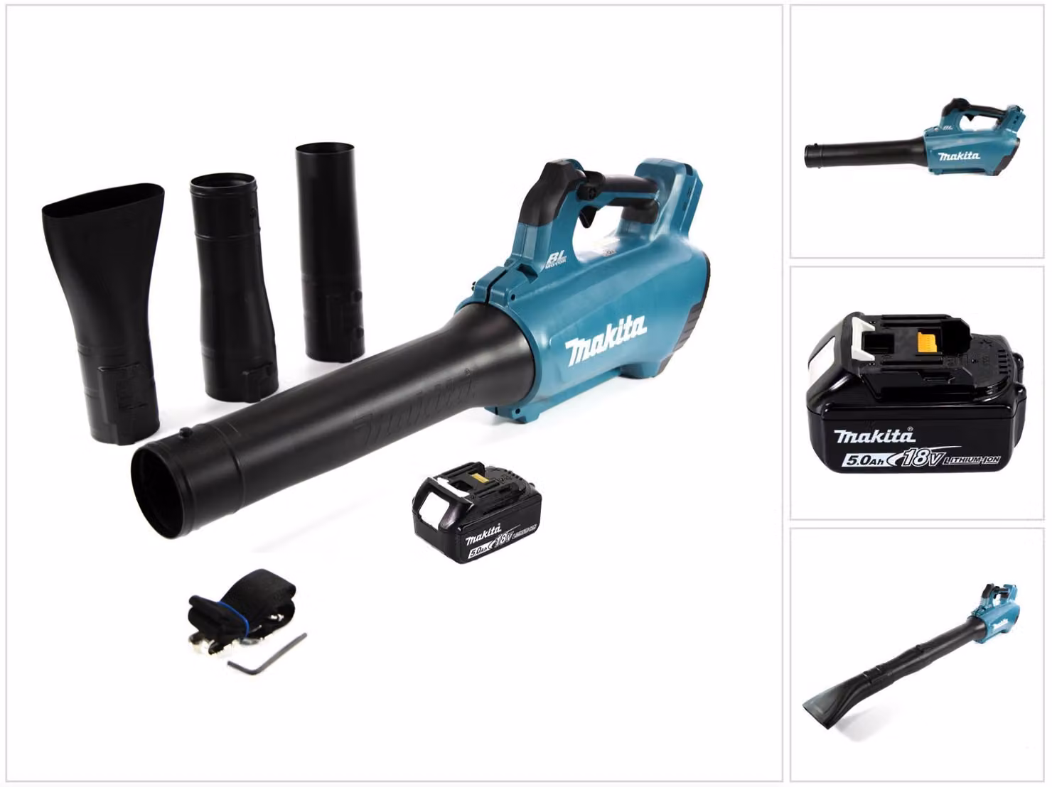 Soffiatore a batteria Makita DUB 184 T1 18 V brushless + 1x batteria 5,0 Ah - senza caricabatterie