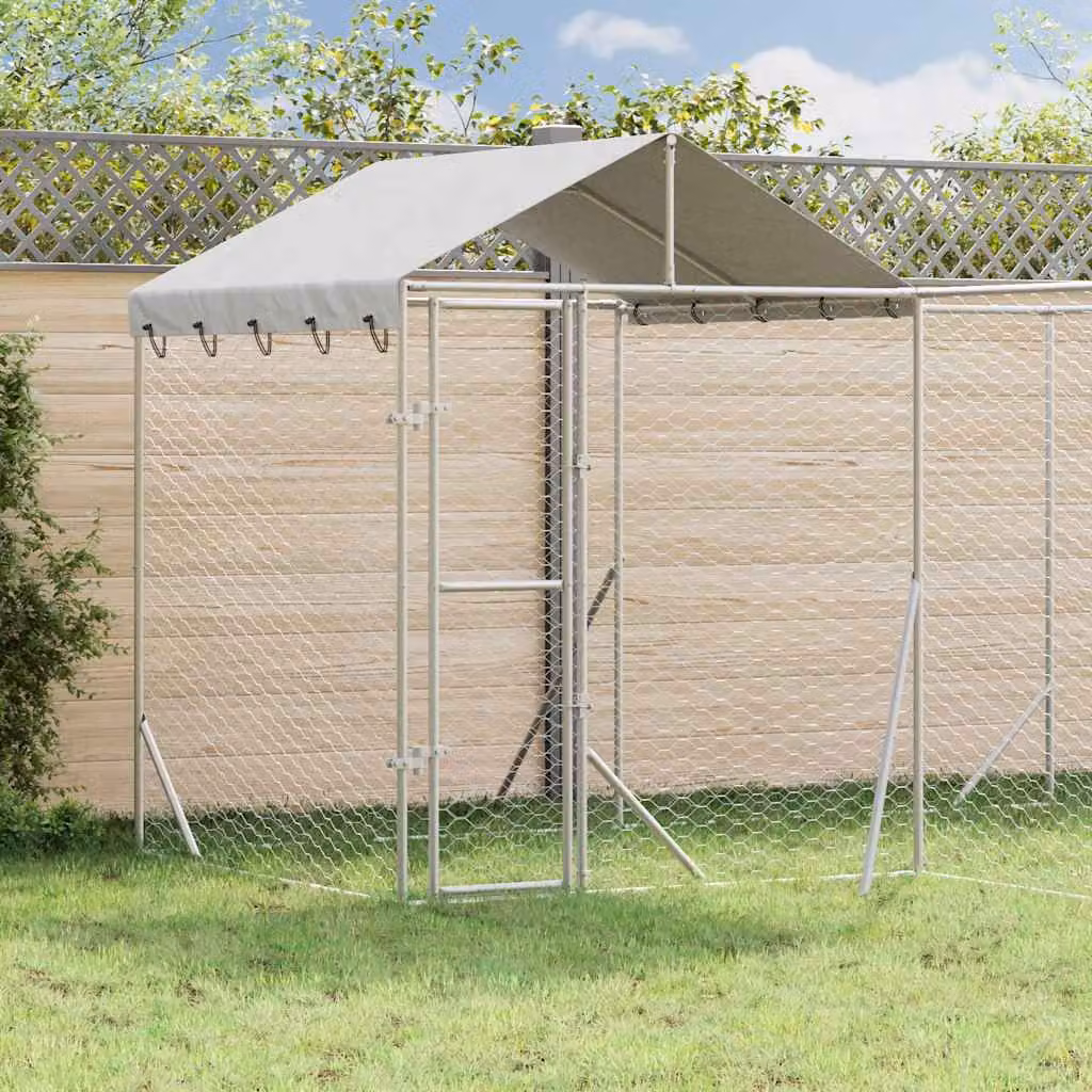 Cuccia per cani da esterno vidaXL in acciaio zincato argento L: 4 m, P: 4 m, H: 2,5 m