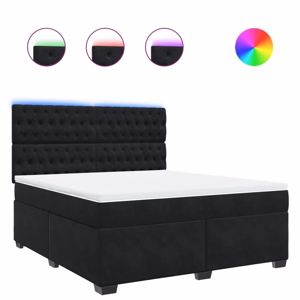 Letto Ibrido vidaXL con Materasso e Illuminazione Sotto il Letto, Colore Nero e Bianco, L/P/H: 180 x 200 cm – 2