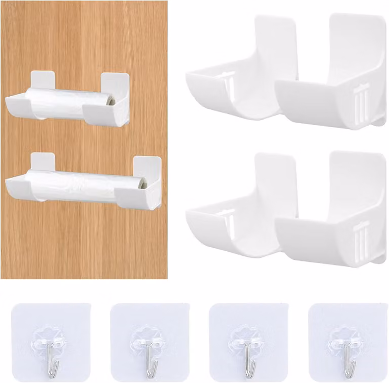 Organizzatore da parete per la cucina, set da 4 pezzi, adesivo, flessibile, adatto per cucina e bagno