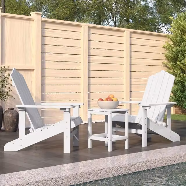 Sedie da Giardino con Tavolo Adirondack in HDPE Bianco 3095704