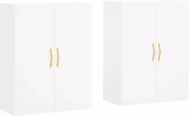 Set di 2 pensili da parete HELLOSHOP26 in legno composito bianco lucido L: 69,5 cm, P: 34 cm, H: 90 cm
