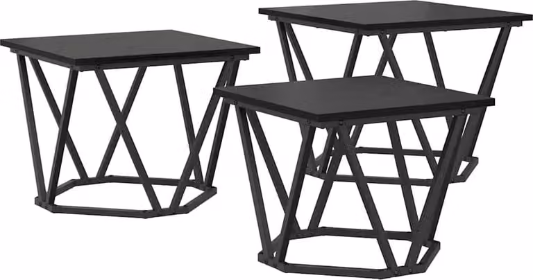 Tavolino da salotto 3 pcs Rovere Nero